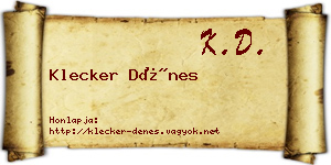 Klecker Dénes névjegykártya